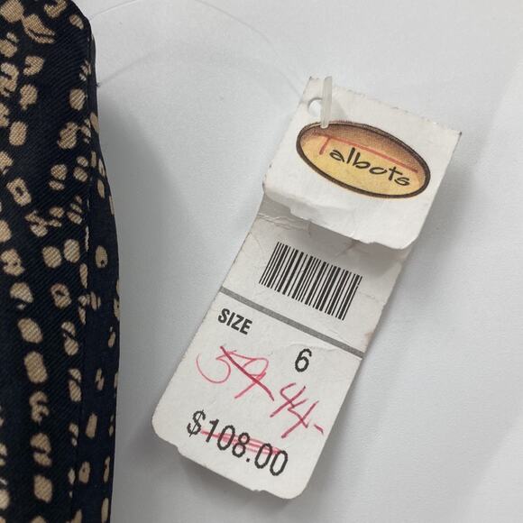 Talbots Womens Black Tan Circles Print Silk Blend Pencil Skirt Knee Length 6 New - Picture 4 of 14